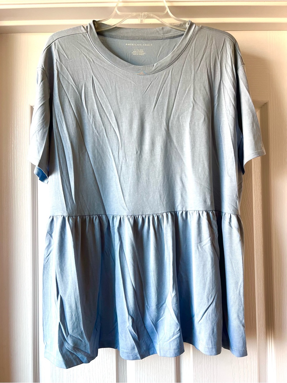 American Eagle Outfitters Pastel Blue Short Sleeve Peplum Tshirt XL
